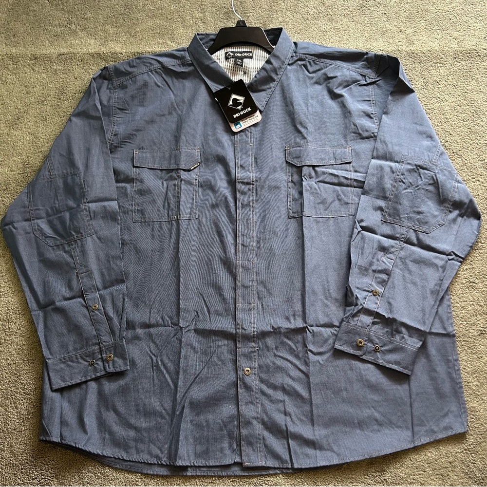 Dri Duck Field Shirt Mens 4XL Long Sleeve Back Vented Button Front Outdoors NWT